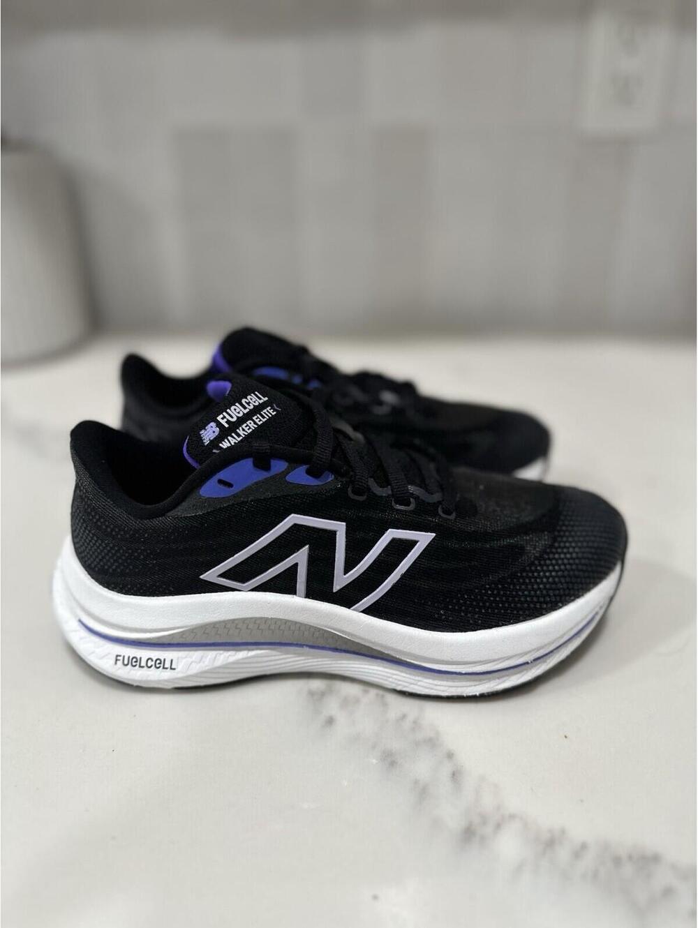 New Balance FuelCell Walker Elite Black & Purple Electric Indigo Wide Size W 5